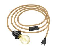 ledscom.de Câble de chanvre LEKA, 4,50m avec fiche, interrupteur et douille E27, in mpoule E27 or 471lm Vintage blanc extra chaud