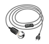 ledscom.de Câble textile LEHA avec fiche et interrupteur, noir/blanc, 3 m, ampoule 5,82W 667lm blanc chaud incluse