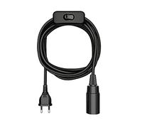 ledscom.de Câble textile LEHA, fiche, interrupteur, noir brillant, 3 m, douille de lampe, 1x E14 max. 60W