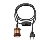 ledscom.de Câble textile RETRA, fiche, interrupteur, bronze mat, 3 m, douille de lampe, 1x E27 max. 60W