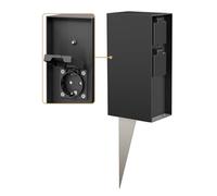 ledscom.de Colonne de Prise de Jardin POMI avec Piquet de Terre pour l'extérieur, IP44, capteur crépusculaire, Triple, Noir, Angulaire, 23cm