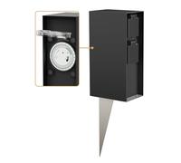 ledscom.de Colonne de Prise de Jardin POMI avec Piquet de Terre pour l'extérieur, IP44, Timer/Timer, 2-Fois, Noir, Angulaire, 23cm