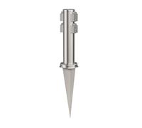 ledscom.de Colonne de Prise de Jardin PORU avec Piquet de Terre pour l'extérieur, Quadruple, Acier Inoxydable, Rond, 38cm