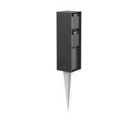 ledscom.de Colonne de Prises de Jardin POKU avec Piquet de Terre pour l'extérieur, IP44, 2X, Anthracite, carré, 23cm