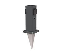 ledscom.de Colonne de Prises de Jardin Polly avec capteur crépusculaire et Piquet de Terre pour l'extérieur, 2X, Anthracite, rectangulaire, 27cm