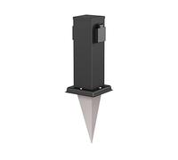 ledscom.de Colonne de Prises de Jardin Polly avec Piquet de Terre pour l'extérieur, IP44, 2-Fois, Acier Inoxydable, carré, Noir, 27cm