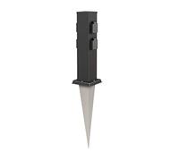 ledscom.de Colonne de Prises de Jardin Polly avec Piquet de Terre pour l'extérieur, IP44, 4-Fois, Acier Inoxydable, carré, Noir, 40cm