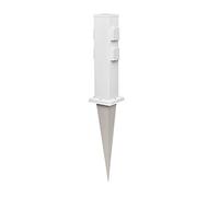 ledscom.de Colonne de Prises de Jardin Polly avec Piquet de Terre pour l'extérieur, IP44, 4-Fois, Acier Inoxydable, carré, Blanc, 40cm