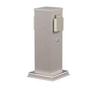 ledscom.de Colonne de Prises de Jardin Polly IP44, 2 Prises Schuko, avec capteur crépusculaire pour l'éclairage de Jardin, Acier Inoxydable, Forme carrée, 27 cm