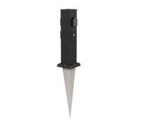 ledscom.de Colonne de Prises de Jardin Polly Noir avec Pique pour l'extérieur, 3-Fois, Smart Home, Acier Inoxydable, carré, 38cm