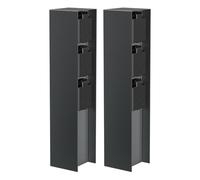 ledscom.de Colonne de Prises de Jardin POMI (2 pièces) pour l'extérieur, IP44, 3 Prises, Acier Inoxydable, Anthracite, carrée, 33 cm
