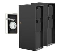 ledscom.de Colonne de Prises de Jardin POMI (2 Prises) pour l'extérieur, IP44, minuterie, Double Prise, Acier Inoxydable, Noir, carrée, 23 cm