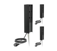 ledscom.de Colonne de Prises de Jardin POMI 3 Prises avec Piquet et câble de 5 m pour l'extérieur, IP44, Triple, Noire, carrée, 33 cm