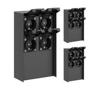 ledscom.de Colonne de Prises de Jardin POMI 3X pour l'extérieur, IP44, 4 Prises, Acier Inoxydable, Anthracite, carrée, 23 cm