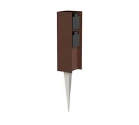 ledscom.de Colonne de Prises de Jardin POMI avec Piquet de Terre pour l'extérieur, IP44, 2X, Marron, carré, 23cm