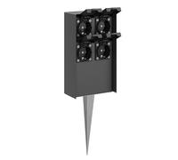 ledscom.de Colonne de Prises de Jardin POMI avec Piquet de Terre pour l'extérieur, IP44, 4X, Anthracite, rectangulaire, 23cm