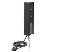 ledscom.de Colonne de Prises de Jardin POMI avec Piquet et câble de 5 m pour l'extérieur, IP44, 3 Prises, Anthracite, carrée, 33 cm