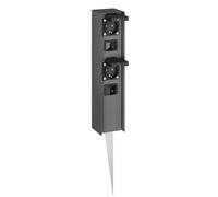 ledscom.de Colonne de Prises de Jardin POMI avec Piquet pour l'extérieur, avec Interrupteur, IP44, Double, Acier Inoxydable, Anthracite, carrée, 33 cm