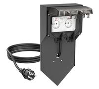ledscom.de Colonne de Prises de Jardin POXO avec Piquet, câble de 5 m, IP65, 2 Prises