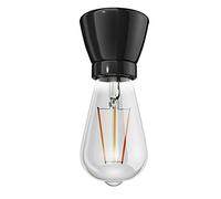 ledscom.de Douille de lampe en porcelaine MINZ, ronde, noire + lampe LED 240lm, blanc extra-chaud