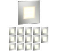 ledscom.de Éclairage d'escalier/applique encastrée FEX à 15 LED pour l'intérieur et l'extérieur, de forme carrée, en acier inoxydable, 85 x 85 mm, blanc chaud