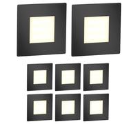 ledscom.de Éclairage d'escalier/applique encastrée FEX à 8 LED pour l'intérieur et l'extérieur, de forme carrée, noir, 85 x 85 mm, blanc chaud