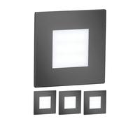 ledscom.de Éclairage d'escalier/applique murale encastrable FEX à 4 LED pour l'intérieur et l'extérieur, de forme carrée, anthracite, 85 x 85 mm, blanc froid