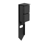 ledscom.de Garten Colonne de Prises de Courant PIWI avec Piquet de Terre pour l'extérieur, IP44, 2X, Acier Inoxydable, Noir, carré, 30 cm