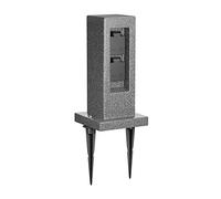 ledscom.de Garten Colonne de Prises de Courant Pock avec Piquet de Terre pour l'extérieur, IP44, 2X, Anthracite (Aspect Pierre), carré, 30cm