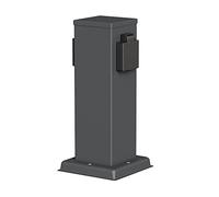 ledscom.de Garten Colonne de Prises de Courant Polly pour l'extérieur, IP44, 2X, Acier Inoxydable, Anthracite, carré, 27 cm