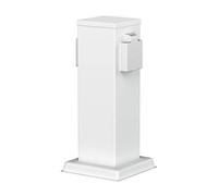 ledscom.de Garten Colonne de Prises de Courant Polly pour l'extérieur, IP44, 2X, Acier Inoxydable, Blanc, carré, 27 cm