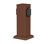 ledscom.de Garten Colonne de Prises de Courant Polly pour l'extérieur, IP44, 2X, Acier Inoxydable, Brun, carré, 27 cm