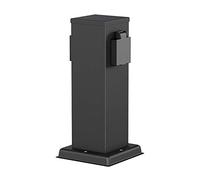 ledscom.de Garten Colonne de Prises de Courant Polly pour l'extérieur, IP44, 2X, Acier Inoxydable, Noir, carré, 27 cm