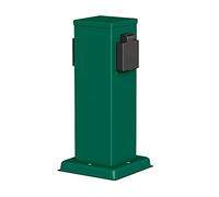 ledscom.de Garten Colonne de Prises de Courant Polly pour l'extérieur, IP44, 2X, Acier Inoxydable, Vert, carré, 27 cm
