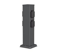 ledscom.de Garten Colonne de Prises de Courant Polly pour l'extérieur, IP44, 4X, Acier Inoxydable, Anthracite, carré, 40 cm