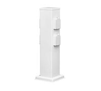 ledscom.de Garten Colonne de Prises de Courant Polly pour l'extérieur, IP44, 4X, Acier Inoxydable, Blanc, carré, 40 cm