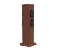 ledscom.de Garten Colonne de Prises de Courant Polly pour l'extérieur, IP44, 4X, Acier Inoxydable, Brun, carré, 40 cm