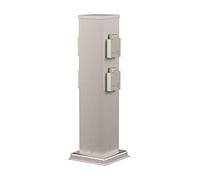 ledscom.de Garten Colonne de Prises de Courant Polly pour l'extérieur, IP44, 4X, Acier Inoxydable, INOX, carré, 40 cm
