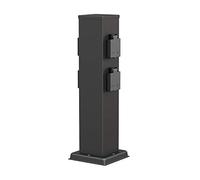 ledscom.de Garten Colonne de Prises de Courant Polly pour l'extérieur, IP44, 4X, Acier Inoxydable, Noir, carré, 40 cm