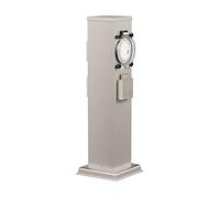 ledscom.de Garten Colonne de Prises de Courant Polly pour l'extérieur, IP44, minuterie/commutateur horaire, 3 Fois, Acier Inoxydable, INOX, carré, 40 cm