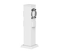 ledscom.de Garten Colonne de Prises de Courant Polly pour l'extérieur, IP44, minuterie/commutateur horaire, 3 Fois, Acier Inoxydable, Blanc, carré, 40 cm
