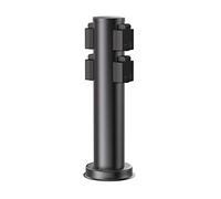 ledscom.de Garten Colonne de Prises de Courant PORU pour l'extérieur, IP44, 4X, Acier Inoxydable, Noir, Rond, 39 cm