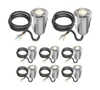 ledscom.de - GLOX, lot de 8 luminaires LED encastrés au sol pour l'extérieur, IP67, aluminium, ronds, Ø 35 mm, blanc chaud, mat