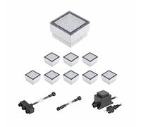 ledscom.de Gorgon LED pavé encastré de sol pour l'extérieur, 10x10cm, 12V, blanc chaud 9er Set