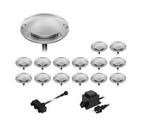 ledscom.de Lampadaire LED Bunda, 2 lampes, pour l'extérieur, praticable, blanc chaud, jeu de 15 pièces