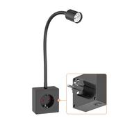 ledscom.de Lampe à prise/lampe de lecture LESCH, col de cygne, interrupteur, noir, 1x GU10 max. 10W