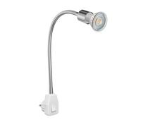 ledscom.de Lampe à prise LESCH Lampe de lecture col de cygne, chromé/blanc, incl. LED GU10 (blanc chaud, 7,6W, 1103lm, 33°)