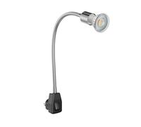 ledscom.de Lampe à prise LESCH Lampe de lecture col de cygne, chromé/noir, incl. LED GU10 (blanc, 8,2W, 1179lm, 33°)