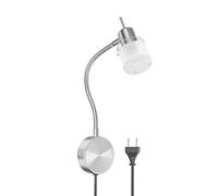 ledscom.de Lampe de lecture/applique murale MIRAS, col de cygne, interrupteur, acier inoxydable mat, 1x GU10 max. 25 W