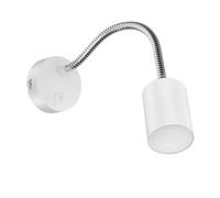 ledscom.de Lampe de lecture WAIKA avec col de cygne et interrupteur blanc mat, in mpoule LED GU10 630lm, blanc chaud